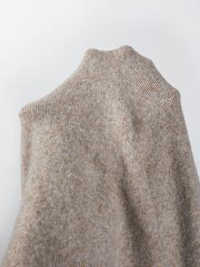 SHEIN Drop Shoulder Button Front Cardigan - Khaki - View 5