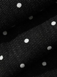 DAZY Polka Dot Print Frill Trim Denim Skirt Fall - Black - View 8
