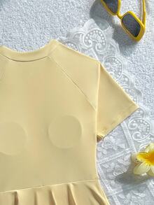SHEIN Tween Girls One-Pieces - Yellow - View 6