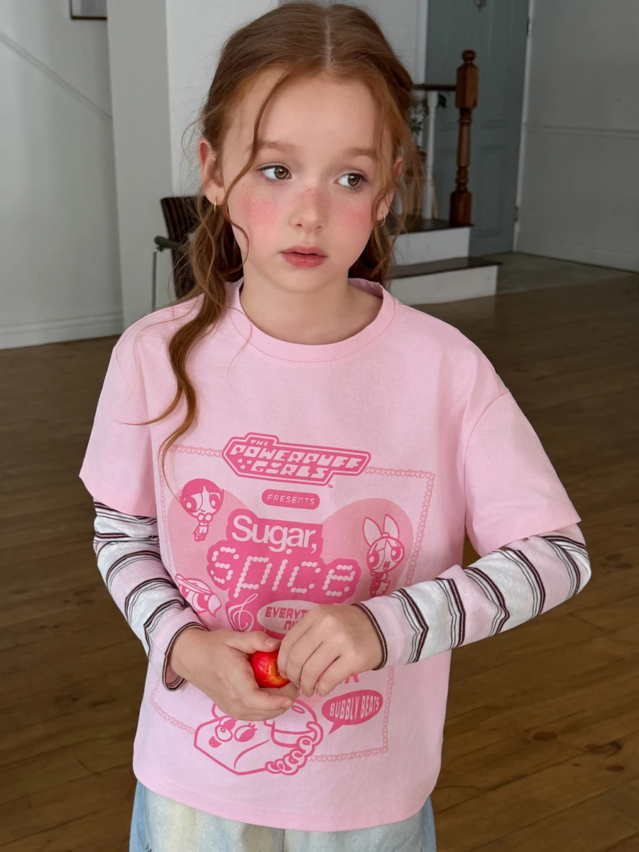 THE POWERPUFF GIRLS X DAZY Tween Girls T-Shirts Fall - Pink - View 1