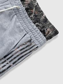 PAVTROS Pantalones de chándal para hombre con cintura con cordón y cinta de contraste - Gris - Ver 3