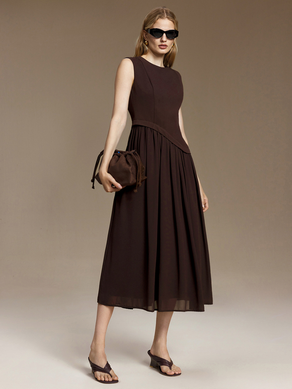 Ontre Solid Sleeveless Longline Dress
