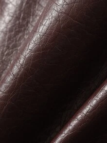 DAZY Contrast Side Seam Raglan Sleeve Bomber Leather Jacket Fall - Burgundy - View 7