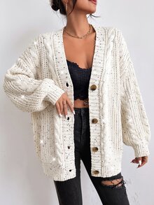 SHEIN Raffinéa Women Cardigans - Beige - View 4
