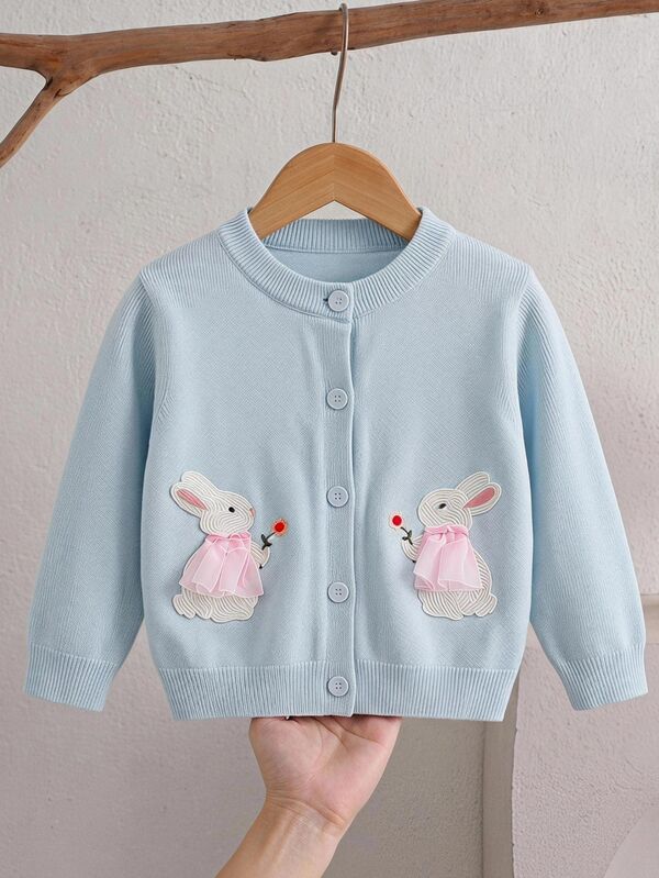 SHEIN Baby Girl Rabbit Pattern Cardigan Without Sweater