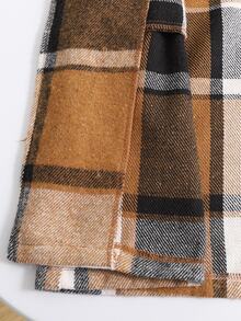 SHEIN Tween Girl 1pc Plaid Kids Pattern Lapel Collar Autumn Overcoat - Multicolor - View 5