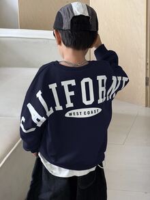 SHEIN Little Byeori 男童（大）衛衣 - 藏蓝色 - 查看 3