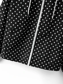 GlowEve CURVE Jaket Berkerudung dengan Tali Serut dan Bahu Jatuh Motif Polka Dot Plus - Hitam dan Putih - View 5