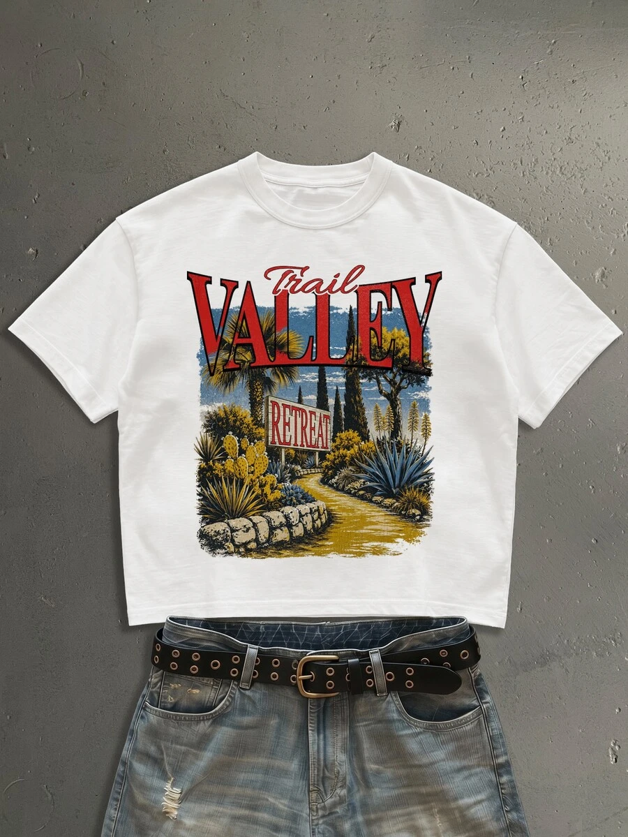 StoneGrade Men Letter & Picture Print Short Sleeve Tee - White - View 1