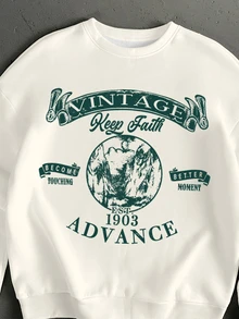 StoneGrade Men Slogan Graphic Drop Shoulder Sweatshirt - Apricot - View 2