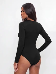 Avantive Bodysuit Wanita untuk Kencan Malam Hari, Warna Hitam, Seksi, Serbaguna, Cocok untuk Musim Gugur, Pakaian Dasar - Hitam - View 3
