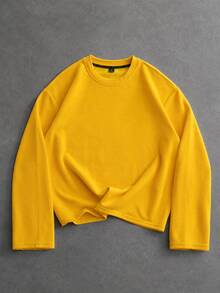 PAVTROS Camiseta de hombre con gráfico de letras y hombros caídos - Amarillo - Ver 5