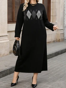 Lacomfia Plus Size Sweater Dresses - Black - View 6