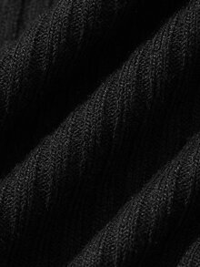 DAZY Square Neck Ribbed Knit Tee - Black - View 9