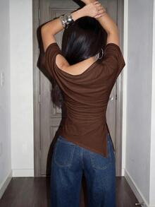 Slaydiva Women T-Shirts - Rust Brown - View 2