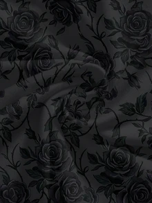 ROMWE Goth Allover Floral Print Slim Fit Cami Top - Black - View 3