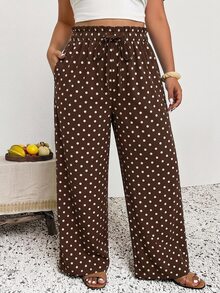 SHEIN Frenchy Plus Size Pants Fall - Brown - View 8