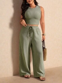 Elaquor Plus Size Co-Ords - Army Green - View 5