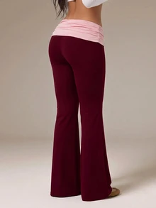 SHEIN PETITE Women Pants - Burgundy - View 2
