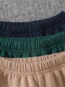 SHEIN Genkimix Kids 小男孩 3件組 純色壓紋保暖連帽衛衣＋運動長褲套裝 戒童款 秋季聖誕生日 白色 - 彩色 - 查看 6