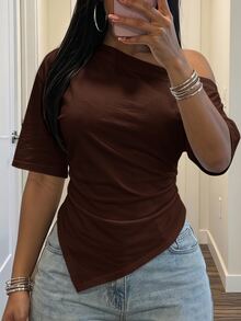 Slaydiva Women T-Shirts - Rust Brown - View 8