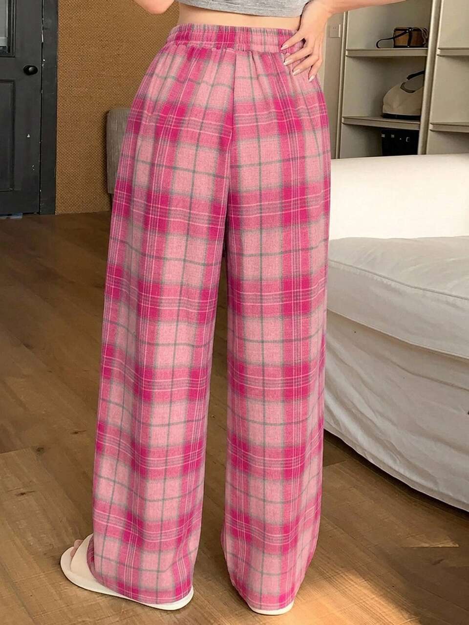 Dazy Plus Loose Elastic Waist Striped Drawstring All-Season Pajama Bottoms Fall
