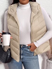 SHEIN Frenchy Plus Size Winter Coats - Cream - View 4