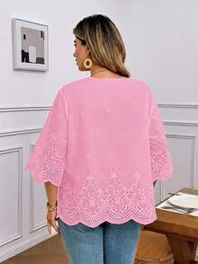 SHEIN LUNE Plus Size Blouses - Pink - View 2