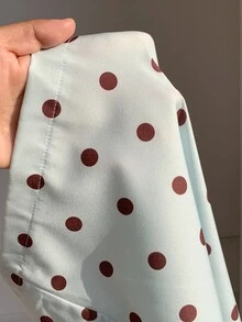 Comfortcana 女款春夏休閒黑色波點印花細肩帶背心與長褲兩件套，夏季可愛波點兩件套，情人節波點兩件套 - 綠色 - 查看 7
