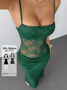 SHEIN PETITE 女式長裙 - 墨綠色 - 查看 8
