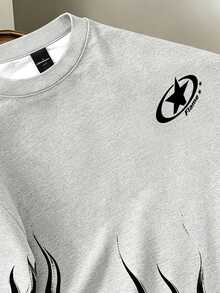 Daypath Men Summer Short Sleeve Star Fire Print Tee - Grey - View 3