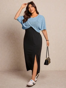 Elaquor Plus Size Co-Ords - Baby Blue - View 1
