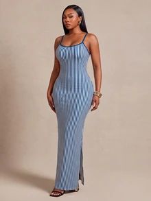 Radiana Vestidos Tallas Grandes - Azul y blanco - Ver 5