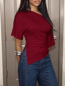 Slaydiva Women T-Shirts - Burgundy - View 4