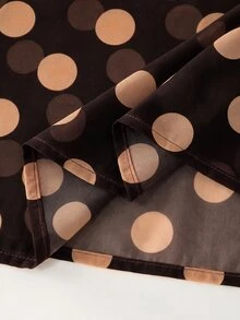 RosyDaze Blus Chiffon Lengan Lentera dengan Kerah Ikat Motif Polkadot - Coffee Brown - View 5