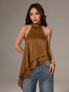 SHEIN PETITE 女士上衣 - 駝色 - 查看 5