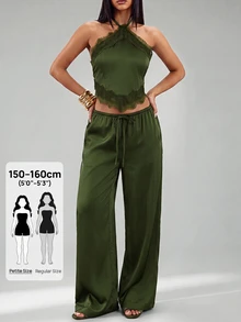 SHEIN PETITE 女士兩件套 - 軍綠色 - 查看 4