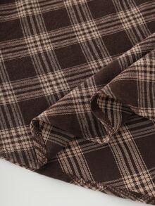 GlowEve CURVE Plus 1pc Colorblock 2 In 1 Tee & 1pc Plaid Print Skirt - Brown - View 4