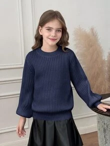 SHEIN Tween Girls Sweaters - Blue - View 7
