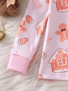 Baby Girl 1pc Christmas Print Top & Pants PJ Set - Multicolor - View 5