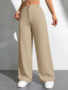 SHEIN PETITE Women Pants - Camel - View 5