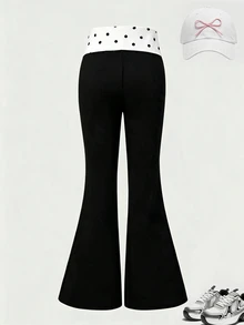 SHEIN Sparklyn Teen Girls Pants - Black and White - View 2