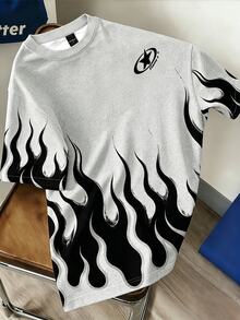 Daypath Men Summer Short Sleeve Star Fire Print Tee - Grey - View 1