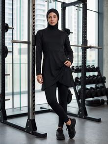 SHEIN With My Calm Solid Elastic Sports Set - Black - View 2