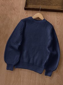 SHEIN Tween Girls Sweaters - Blue - View 2