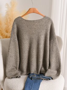 CosyJoli Plus Size Drop Shoulder Oversize Frog Button Cardigan - Khaki - View 2