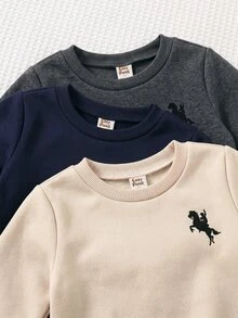 Cozy Pixies 小男孩 3 件組人像圖案保暖內裡運動衫與運動長褲套裝 - 彩色 - 查看 8