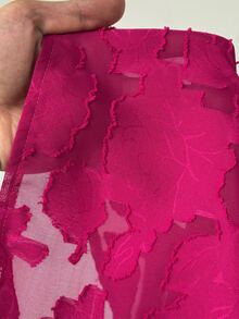Maweii Plus Draped Collar Trumpet Sleeve Blouse - Hot Pink - View 7
