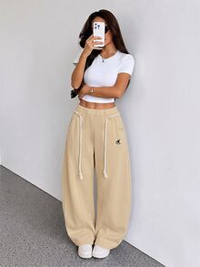 SHEIN PETITE Women Pants - Camel - View 4