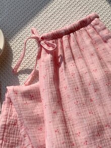 Comfortcana 女款夏季度假粉色碎花長褲 - 粉色 - 查看 3